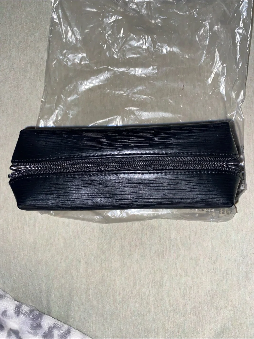 Yves Saint Laurent Black Textured Cosmetic Pouch Approx. 9” W x 6” H x 3” D